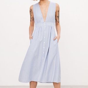 Low Plunging Stripe Midi Dress